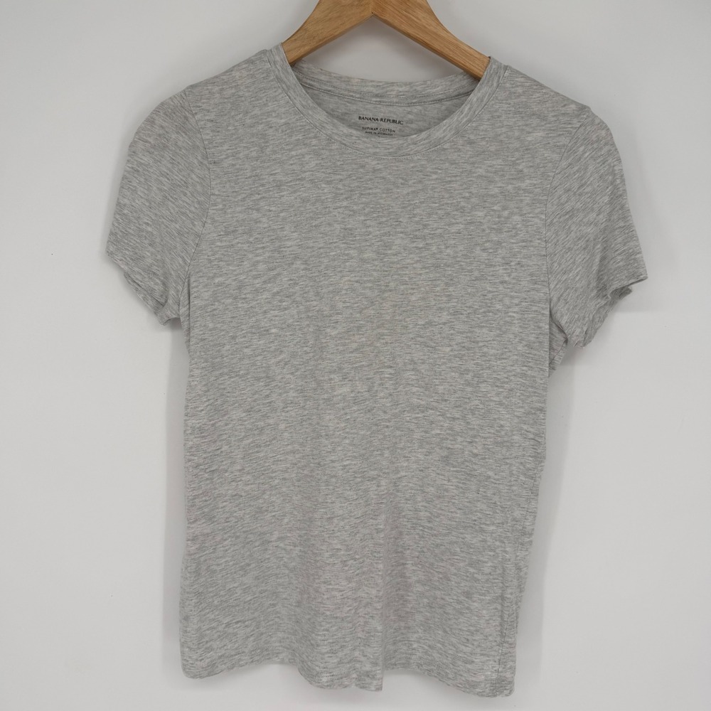 Banana Republic Womens Small Supima Cotton Staple Wardrobe T-Shirt Heather Gray